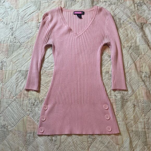 Say What? Tops - say what vintage y2k feminine pink half sleeve v neck babydoll henley top